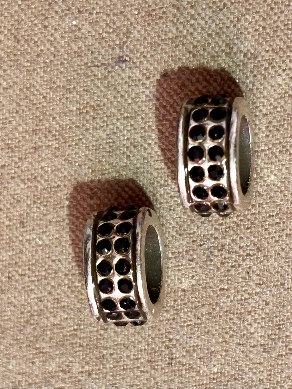 🆕Listing Two 🆕 Brighton Oval Stone Spacers Thin beads 2 rows of crystals Retired
